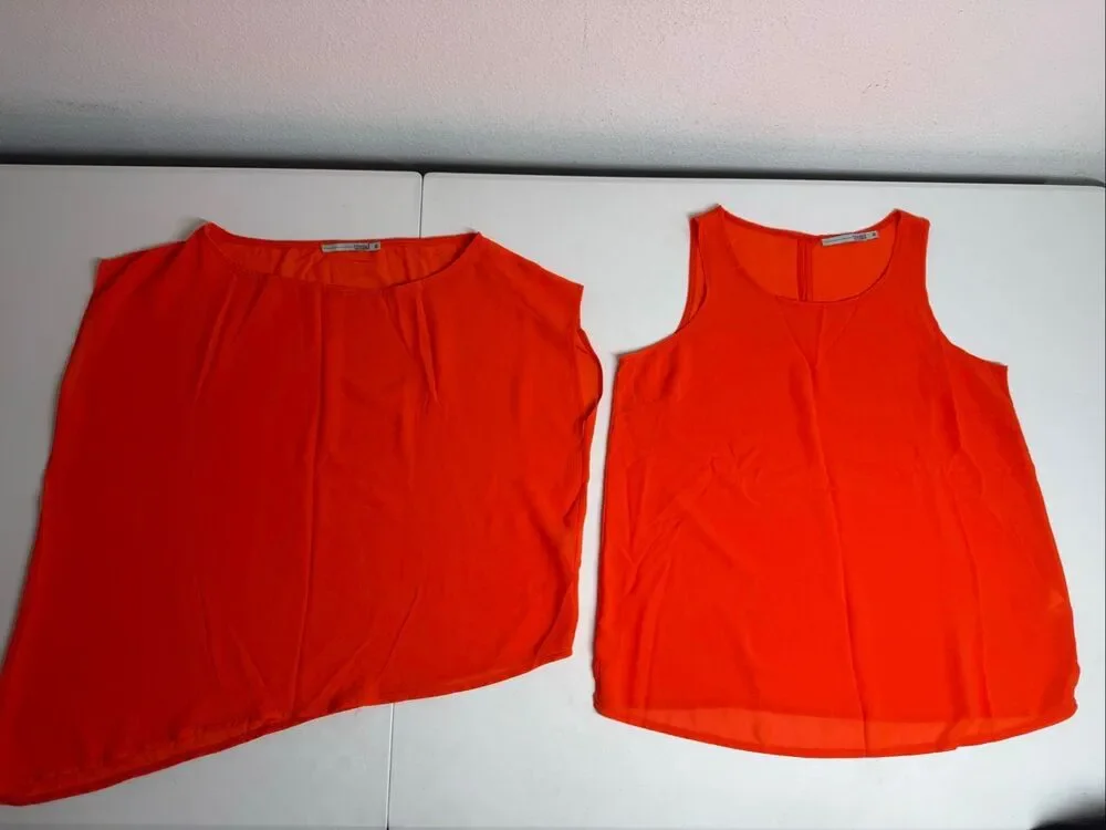Trend New Fashion Trend Orange Layered Two Piece Top Set Size 36/US 6